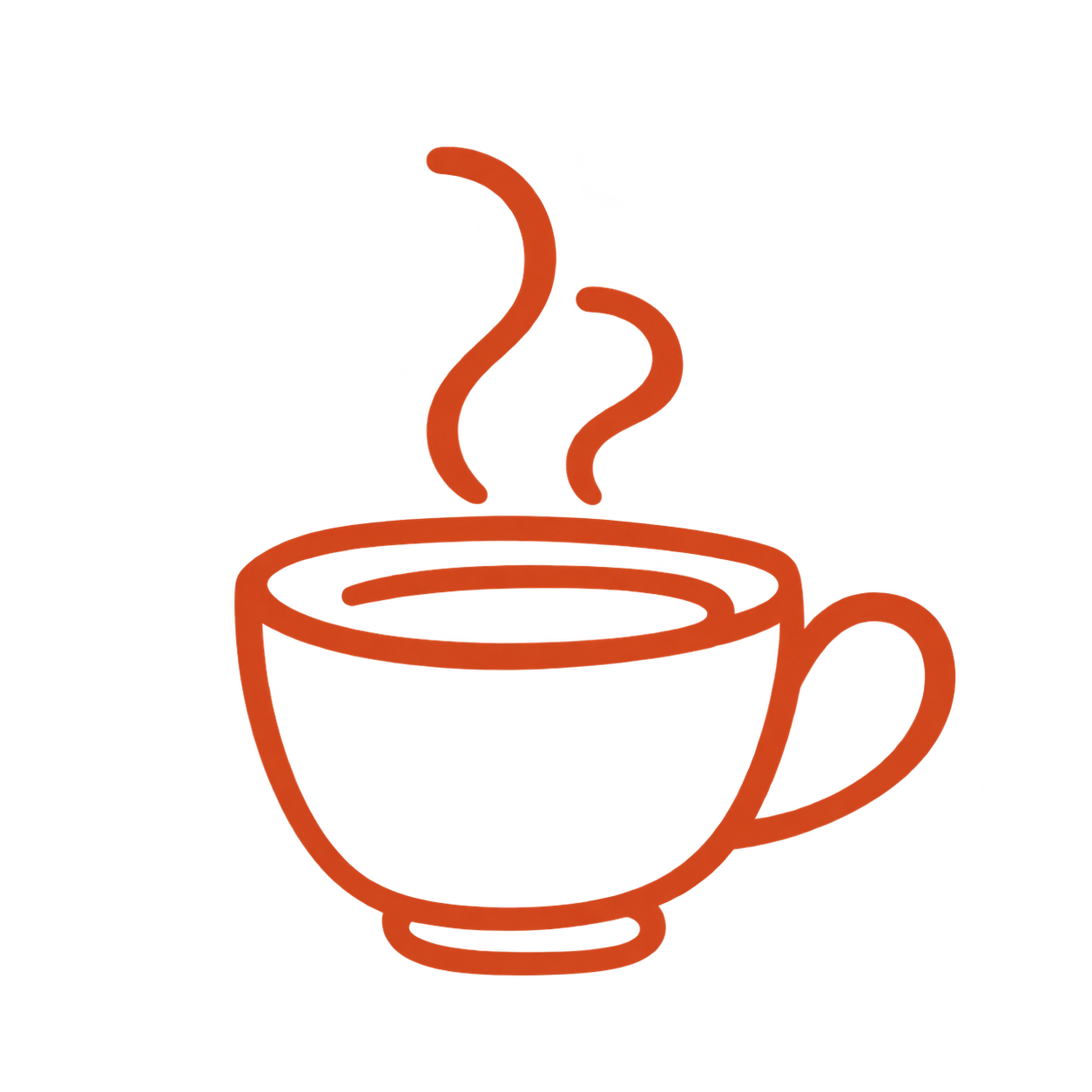 Terracotta coffee cup with curling steam